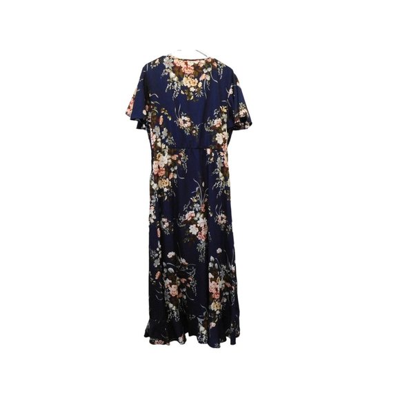 Shein Curvy Size 1X Womens Navy Blue Floral Maxi Dress #Q-3-21-G - Picture 1 of 9